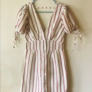 Forever21 French style white stripe linen dress